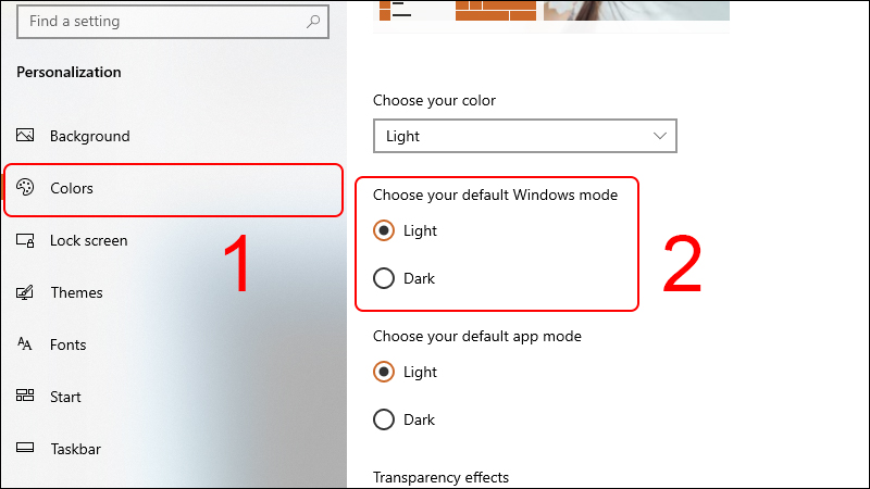 Tùy chỉnh giao diện sáng tối cho Windows